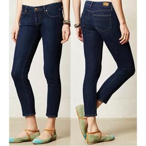 PAIGE Kylie Mid Rise Dark Wash Denim Cropped Skinny Jeans Blue Women's Size 25